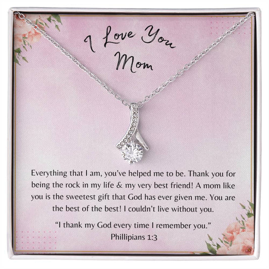 I Love You Mom Necklace | Mother's Gift Necklace With Card  | Alluring Beauty Necklace