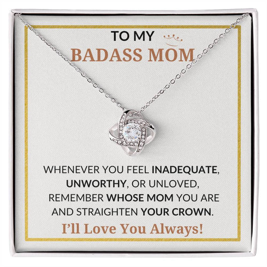 To My Badass Mom | Mother's Day Gift With Gift Card Box |  Love Knot Necklace